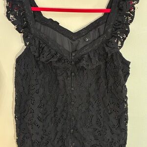 Torrid Black Lace Button Front Tank Top Blouse Size 1 Plus